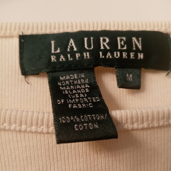 Ralph Lauren Women's Cream Button-Trim Cotton-Blend Knit Top Medium - Picture 5 of 5